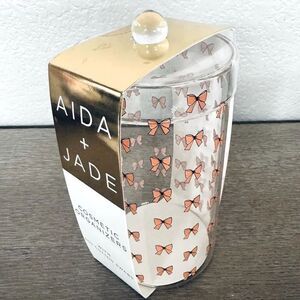 Bows Print Glass Bathroom Apothecary Cosmetics Organizer Jar